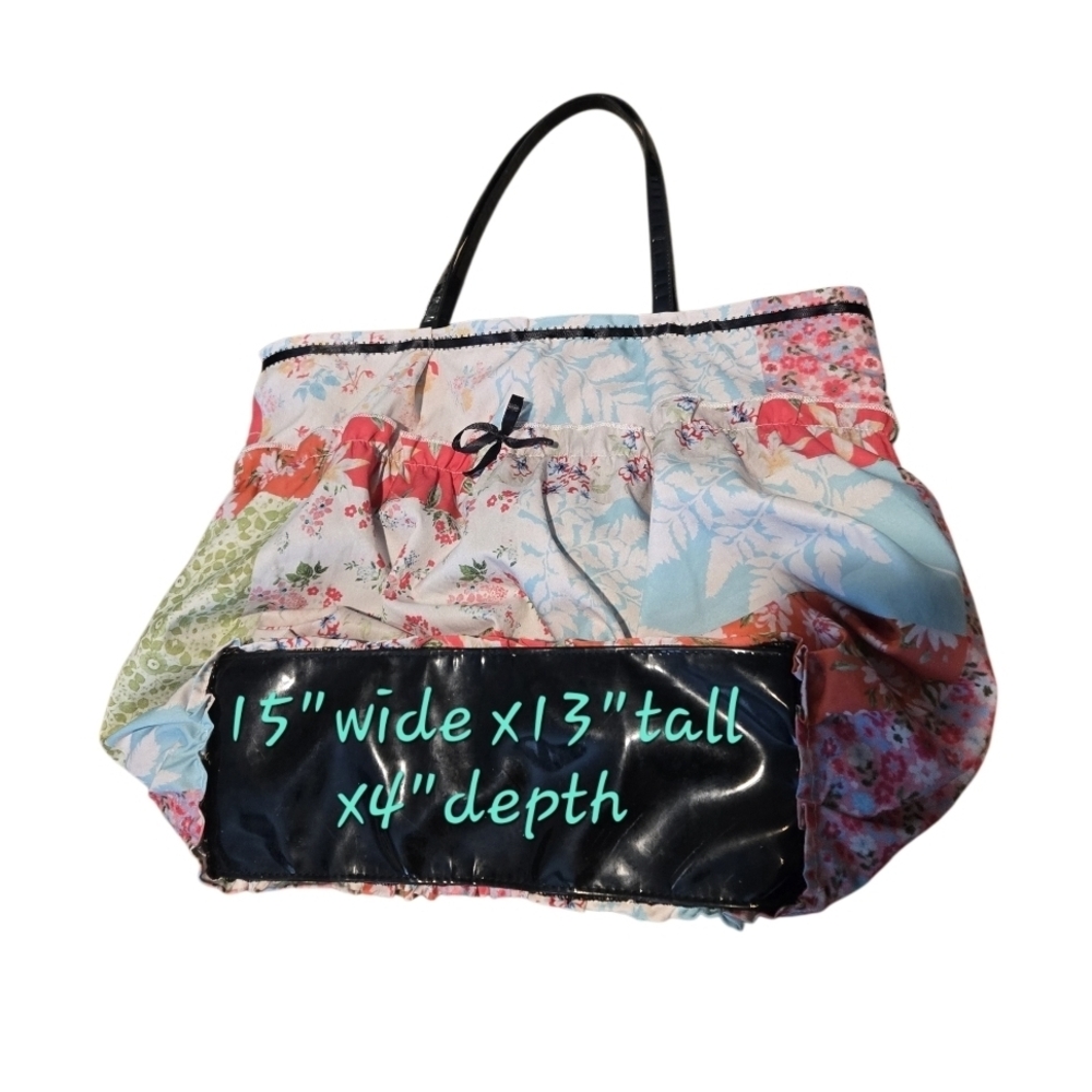 Saks Fifth Avenue Multicolor Patchwork Tote Bag Purse Upcycle Original - Picture 11 of 11